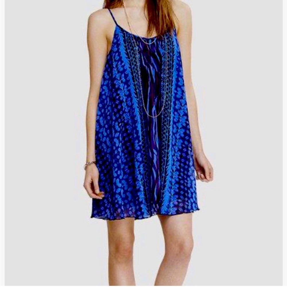 Blue Pattern Trapeze Dress from Express